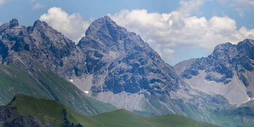 Mountain panorama of Marchspitze, 2614 m, Großer Krottenkopf, 2657 m, Kleiner Krottenkopf, 2553 m,
