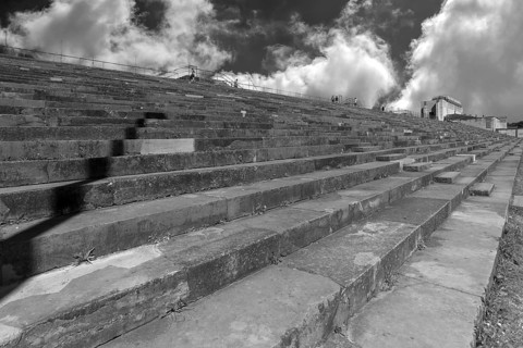 Steps with the Zeppelin main stand, at the former National Socialist staging ground on the Reich
