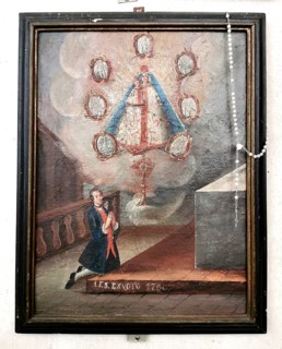 An 18th-century votive painting in the monastery church at Mönchsdeggingen, the former monastery of