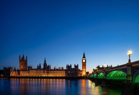 Night view, Thames, Westminster Bridge, Houses of Parliament, Elizabeth Tower, Tower with Bell Big
