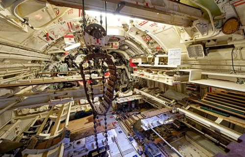 Museum submarine H.M.S.Otus. torpedo room. Sassnitz, Mecklenburg-Western Pomerania, Germany