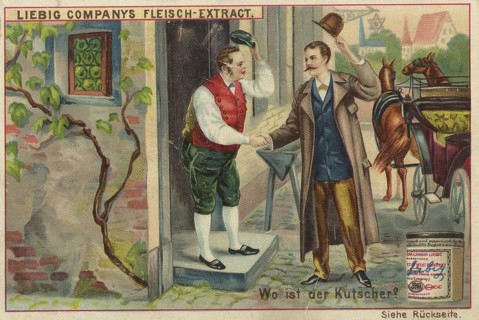 Picture series Search game puzzles, Where is the coachman?, Liebigbild, digitally restored