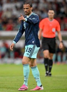 Leroy Sané GER (19) Gesture Gesture Matheus Delgado Candancan BRA International football match,