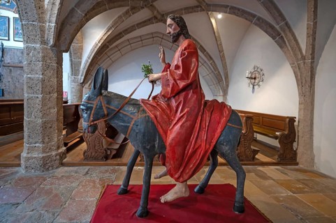 Palmesel around 1500, in the church of the Assumption of Mary, late Gothic hall church, 15th