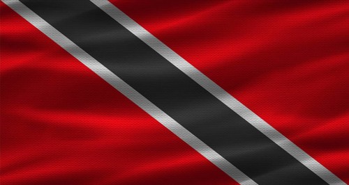 Trinidadian flag with fabric texture. Realistic flag of Trinidad and Tobago waving
