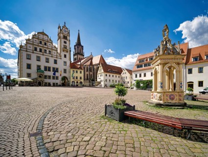Marktbrunnen vom Steinmetz Gregor Richter, memorial, town hall, St. Aegidien-Kirche, Neumarkt,