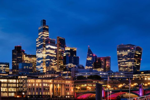 Night view, skyline, financial district, financial district, financial district, high-rise walkie