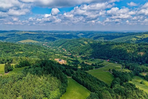 Landscape on the Owl Mountains, Gory Sowie, part of the Silesian Central Sudetes in southwestern