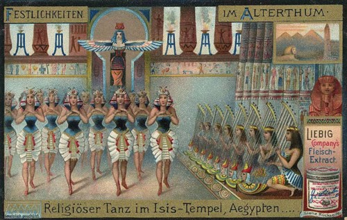 Picture series Festivities in Antiquity, Religious Dance in the Temple of Isis, Egypt, Liebigbild,