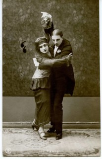 Tango, dance pose, twenties, A couple moving energetically in tango, captured in a dramatic