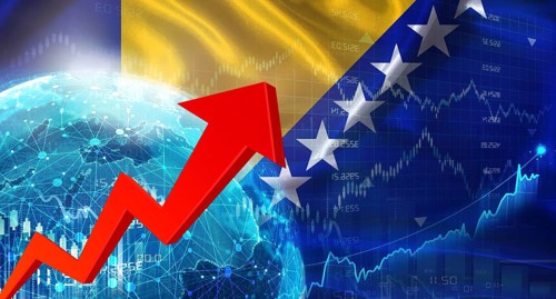 Global financial growth with Bosnia flag. Financial growth with Bosnia flag on economic background