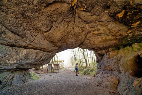 Natural arch Kuhstall am Neuen Wildenstein, natural wonder, national park, hiking destination, rock