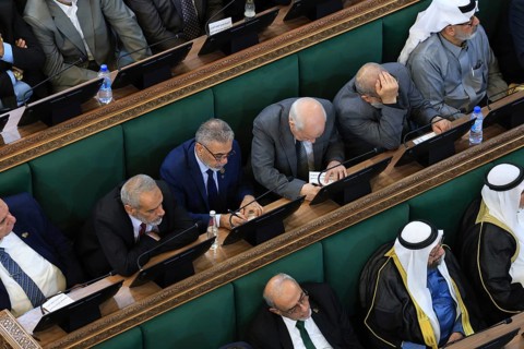 Damascus, Syria - July 12, 2026: Members of Syria's newly formed People's Assembly cast their votes
