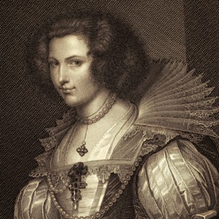 Detail from the painting Countess Louise of Thurn and Taxis by Anthony van Dyk, portrait painting,