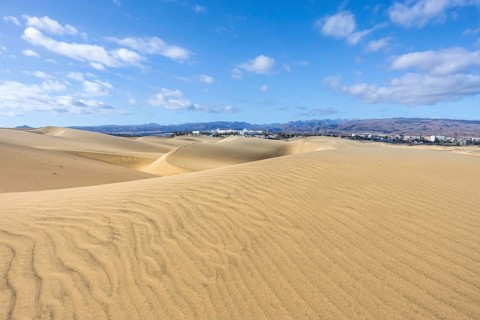 Dunas de dunes of Maspalomas desert on Gran Canaria island trip in Maspalomas, Spain