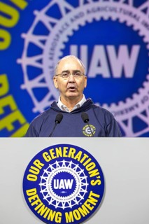 Detroit, Michigan USA - 16 June 2026 - United Auto Workers President Shawn Fain speaks as the UAW