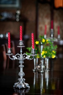Three-armed candle holders, Chapslee Hotel, former summer residence of the Raja of Kapurthal,