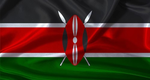 National flag of Kenya with cloth texture. Kenya flag with realistic texture background