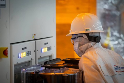 Clean room of Infineon Technologies AG's new Smart Power Fab in Dresden on June 10. The Smart Power
