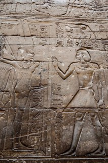 Relief with huge penis, Luxor Temple, UNESCO World Heritage Site, Luxor, Egypt