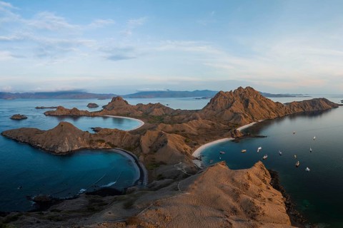 Aerial view of Pulau Padar Island, Komodo National Park, East Nusa Tenggara, Indonesia