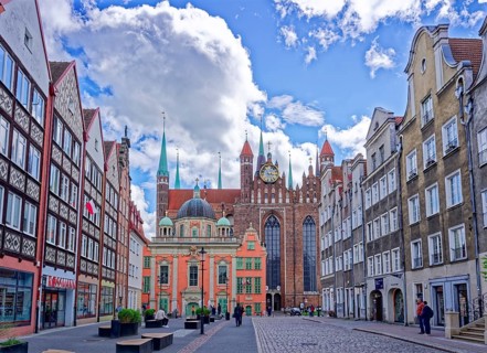 The Royal Chapel of Danzig, Kaplica Krolewska, and behind it the cathedral in the old town of