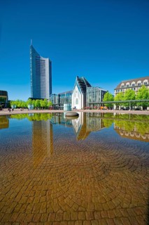 Krochhochhaus, Paulinum, Aula and University Church St. Pauli and Leipzig City Tower on