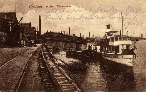 Uerdingen am Rhein, around 1910, North Rhine-Westphalia, Germany, authentic reproduction of an old