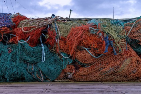 A pile of fishing nets, Harwich, England, Great Britain