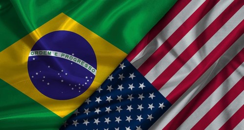 Bilateral relations between Brazil and United States. Flag of Brazil and United States