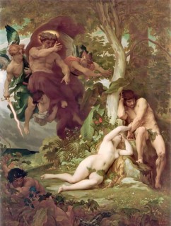 Paradise Lost, The Expulsion from the Garden of Eden. The painting depicts the moment when Adam and