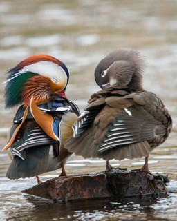 Aix galericulata, mandarin, mandarin duck, anatidae, bath, birds, ducks, ducks, duck birds, high