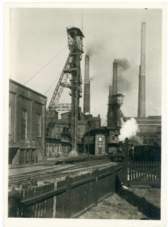 Krupp, Essen factory, resting area, coal mine, industrial scene with chimneys and structured