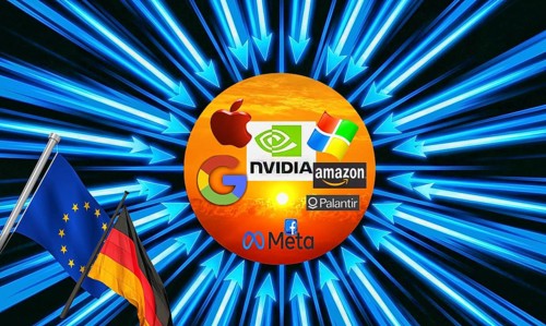 Symbolic photo, Europe EU and Germany dependent on US tech giants, Internet, economy, ChatGBT, AI,