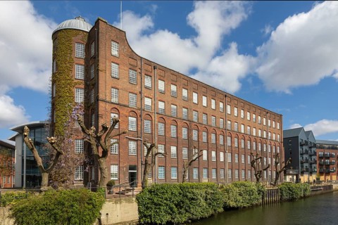 St James Mill nineteenth century industrial building 1839, River Wensum riverside, Norwich,