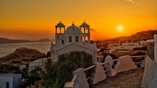 Church, orthodox, Greek Orthodox church, Agios Nikolaos church, a church appears against an orange