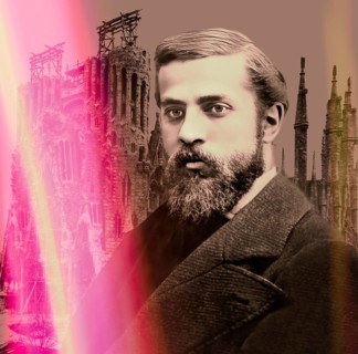 Portrait of Antoni Gaudí i Cornet, 1852 – 1926, Catalan architect and designer from Spain, the