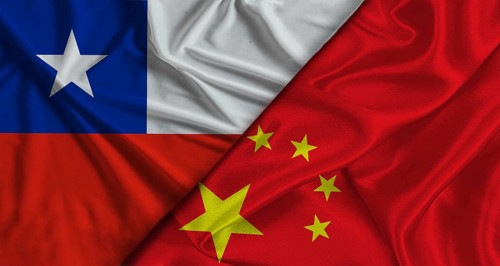 Bilateral relations between Chile and China. Flag of Chile and China