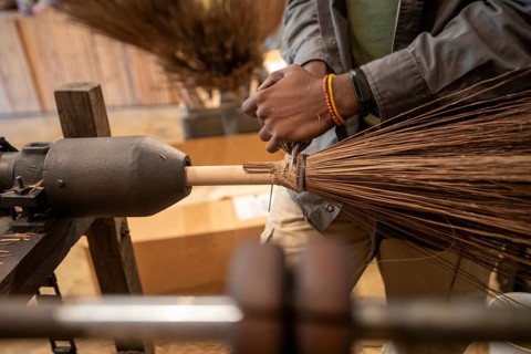 Berea, Kentucky - Aja Haynes makes traditional Appalachian brooms and whiskbrooms, by hand at