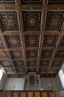 Cassette ceiling and organ gallery of the Church of the Assumption of Mary, Ostritz, Upper Lusatia,