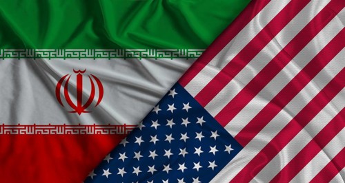 Bilateral relations between Iran and United States. Flag of Iran and United States