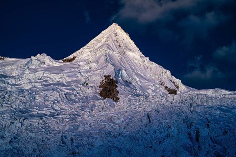 Alpamayo with alpamayo glacier in the evening light, 5947 m, with the title of most beautiful