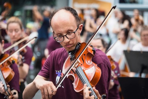 Symphonic Mob by the German Symphony Orchestra (DSO), conducted by its future principal conductor