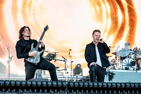 Guitarist Adam Christianson (left) and singer Sam Carter (right) from the British metalcore band