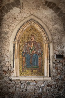 Mosaic Virgin and Child Seated on a Throne, Taormina, Sicily, Italy
