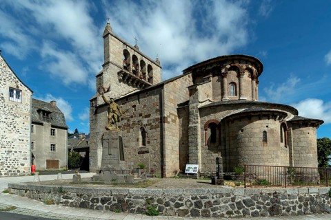Michel church of Saint Urcize, roman church, Regional Natural Park Aubrac, Auvergne Rhone Alpes,
