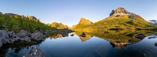 Picturesque mountain landscape with Innerdalstårnet peak in the Innerdalen high valley, mountain