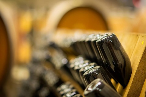 Bottle fermentation in the wine cellar of Weingut Schloss Wackerbarth, Radebeul, Saxony, Germany