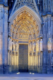 Entrance area Cologne Cathedral Evening atmosphere Cologne Germany