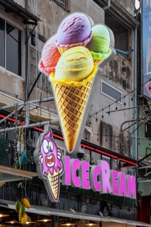 Neon sign Ice Balls, Pattaya, Thailand